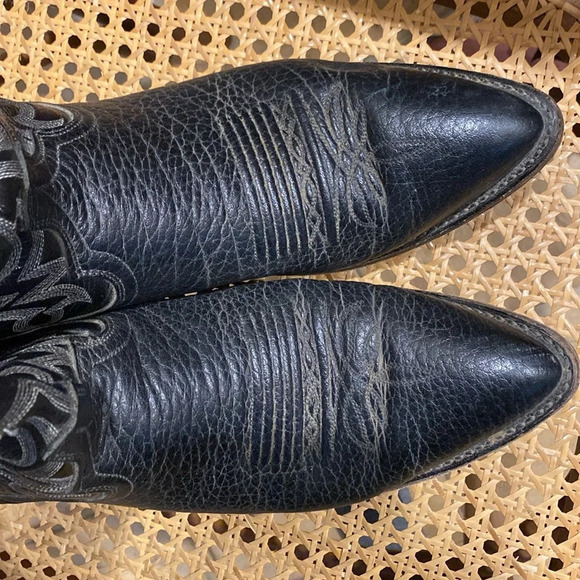 DAN POST BLACK LEATHER COWBOY BOOTS SIZE 10D MENS - Picture 9 of 10